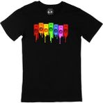 Cix Gökkuşağı Renkli Müzik Siyah Erkek T-shirt