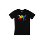 Cix Gökkuşağı Renkli Polygon Kedi Siyah Erkek T-shirt