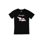Cix Gürcistan Haritalı ve Bayraklı Siyah Erkek T-shirt