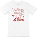 Cix Just Married Çizimli Baskılı Beyaz Unisex T-shirt