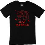 Cix Just Married Çizimli Siyah T-shirt