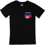 Cix Kamboçya Haritalı ve Bayraklı Siyah T-shirt