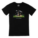 Cix Kanada CN Kulesi Desenli Yuvarlak Yaka Siyah T-shirt