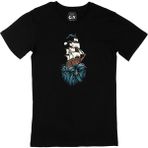 Cix Karadeniz Taka Desenli Yuvarlak Yaka Siyah T-shirt