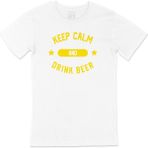 Cix Keep Calm Drink Beer Yazılı Yuvarlak Yaka Beyaz T-shirt