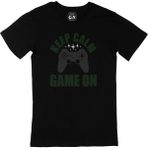 Cix Keep Calm Game On Yazılı Yuvarlak Yaka Siyah T-shirt