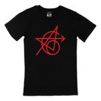 Cix Kırmızı Avengers Simgeli Yuvarlak Yaka Siyah T-shirt