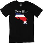 Cix Kosta Rika Haritalı ve Bayraklı Baskılı Siyah Erkek T-shirt