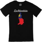 Cix Lihtenştayn Haritalı ve Bayraklı Yuvarlak Yaka Siyah T-shirt