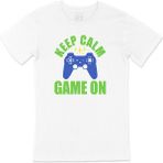 Cix Mavi Keep Calm Game on Beyaz T-shirt
