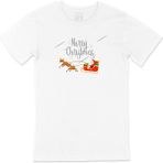 Cix Merry Christmas Santa Baskılı Yuvarlak Yaka Beyaz T-shirt