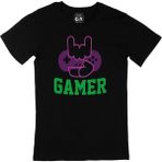 Cix Mor Gamer Hand Yazılı Yuvarlak Yaka Siyah T-shirt