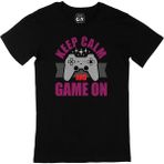 Cix Mor Keep Calm Game On Yazılı Yuvarlak Yaka Siyah T-shirt