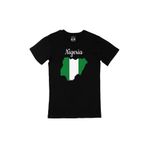 Cix Nijerya Haritalı ve Bayraklı Baskılı Siyah Unisex T-shirt
