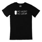 Cix No Music No Life Yazılı Yuvarlak Yaka Siyah T-shirt