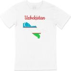 Cix Özbekistan Haritalı ve Bayraklı Beyaz T-shirt