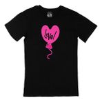 Cix Pembe Aşk Balonu Baskılı Siyah Unisex T-shirt