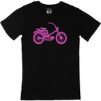 Cix Pembe Bisiklet Baskılı Siyah Unisex T-shirt