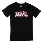Cix Pembe Güllü Aşk Baskılı Siyah Erkek T-shirt