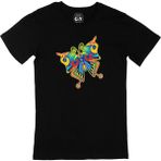 Cix Rengarenk Kelebek Baskılı Siyah Erkek T-shirt