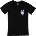Cix Renkli Kurt Cep Logo Tasarımlı Siyah Tişört - 5XL