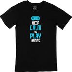 Cix Turkuaz Keep Calm Play Game Siyah Erkek T-shirt