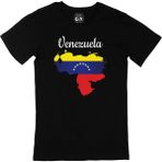 Cix Venezuela Haritalı ve Bayraklı Siyah T-shirt