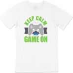 Cix Yeşil Keep Calm Game On Beyaz T-shirt