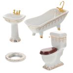 CIYODO 1 Set Bebek Evi Mini Mobilya Seti: 1:12 Ölçekli Seramik Banyo Modeli - Çocukların Rol Yapma Oyunu İçin Mini Küvet Tuvalet Ve Lavabo - Bebek Evi Dekorasyon Minyatürleri