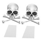 CIYODO 2 Adet Araba Çıkartmaları Metal Oto Kafatası Rozetleri 3d Araba Çıkartma 3d Tampon Çıkartmaları Araba Amblemleri Rozetleri Çinko Alaşım 3 Boyutlu Dış Metal Kafatası Çıkartması