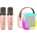Ciyu Ticaret Karaoke Seti Çift Mikrofonlu Bluetooth Hoparlör Eğlence Seti Çocuk Eğlence Etkinlik - Pembe