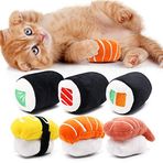 CiyvoLyeen 6 paket suşi kedi oyuncakları Catnip suşi rulo yastık yavru çiğnemek ısırık malzemeleri can sıkıntısı kabartma kabarık Kitty diş temizleme çiğneme kedi severler interaktif peluş