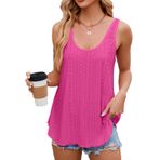 CIZEUR Kadın Tank Top Yaz Kolsuz Atlet Kadın Zarif Scoop Neck Tek Renkli Tunik Gömlek, gül, S