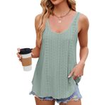 CIZEUR Kadın Tank Top Yaz Kolsuz Atlet Kadın Zarif Scoop Neck Tek Renkli Tunik Gömlek, Koyu yeşil., XXL