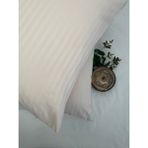 Çizgi Desenli 2'li Pamuk Saten Yastık Kılıfı 50X70 Beyaz Bej Lüx Otel Konforu - Ahşap - Bej