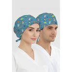 ÇİZGİ MEDİKAL Astronot Dişler Desenli Bone (Cotton Likra Kumaş)