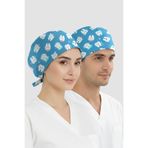 ÇİZGİ MEDİKAL Fırçalı Dişler Desenli Bone (Cotton Likra Kumaş)