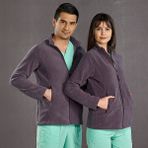 Çizgi Medikal Füme Polar Ceket Hastane Beyaz Doktor Hemşire Kışlık Ceket - 2XL