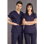 ÇİZGİ MEDİKAL Lacivert Doktor Hemşire Forması Scrubs Dr Greys Likralı Takım (ESNEK KUMAŞ)