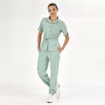 Çizgi Medikal Retro Lüks Kaliteli Likralı Doktor Hemşire Forması Scrubs Mint Yeşili - 2XL