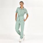 Çizgi Medikal Retro Lüks Kaliteli Likralı Doktor Hemşire Forması Scrubs Mint Yeşili - XL