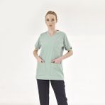 Çizgi Medikal Silva Lüks Likra Kumaş Doktor Hemşire Tek Üst Forma Mint Yeşili - 2XL