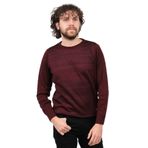 Çizgi Triko Bisiklet Yaka Desenli Kazak, M, 80425202154225, BORDO, Erkek