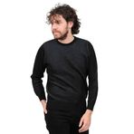Çizgi Triko Bisiklet Yaka Desenli Kazak, S, 80425202154224, SİYAH, Erkek