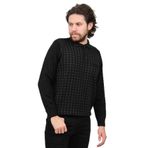 Çizgi Triko Cep Detaylı Polo Yaka Desenli Kazak, M, 80425202144216, SİYAH, Erkek