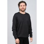 Çizgi Triko Erkek Bisiklet Yaka Desenli Kazak 425554216 Lacivert - 3XL