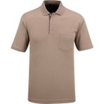 Çizgi Triko Erkek Büyük Beden Polo Yaka Garnili Cepli Tişört - 5115BAT - Bej - 4XL