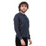 Çizgi Triko Erkek Cep Detaylı Polo Yaka Desenli Kazak, Indigo, M