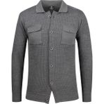 Çizgi Triko Erkek Düğmeli Çift Cepli Triko Örme Desenli Blazer Tek Ceket Regular Kalıp -5017G - Gri - 2XL