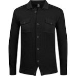 Çizgi Triko Erkek Düğmeli Çift Cepli Triko Örme Desenli Blazer Tek Ceket Regular Kalıp -5017G - Siyah - 2XL